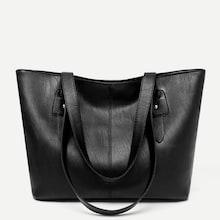 Romwe Solid Pu Tote Bag