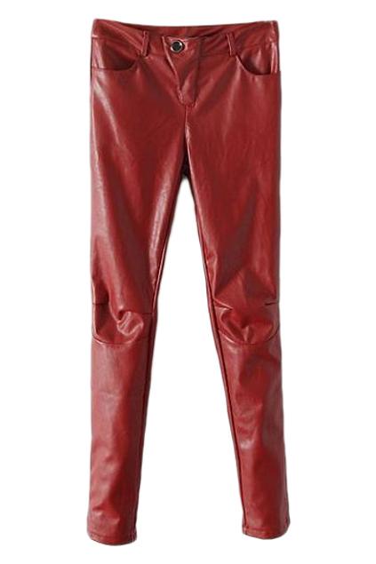 Romwe Sheer Red Pu Pants
