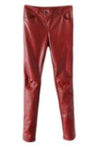 Romwe Sheer Red Pu Pants