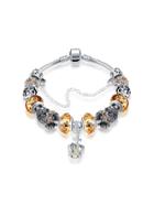 Romwe Crown Detail Charm Bracelet With Crystal