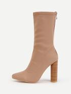 Romwe Block Heeled Pointed Mid Calf Toe Boots
