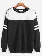 Romwe Color Block Striped Drop Shoulder Sweatshirt