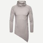 Romwe Men Asymmetric Hem Plain Tee