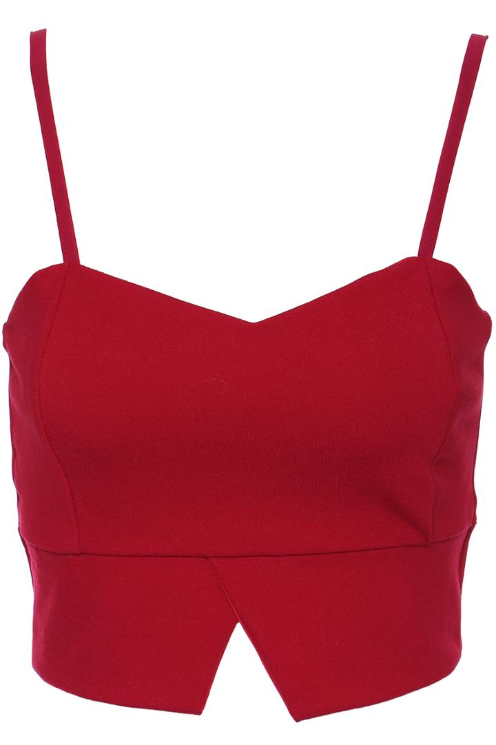Romwe Spaghetti Strap Crop Red Basics