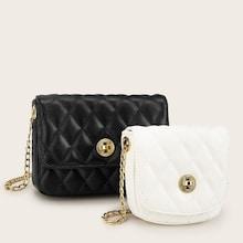Romwe Quilted Twist Lock Chain Bag 2pcs
