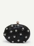 Romwe Flower Decorated Clutch Bag With Chain