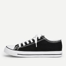Romwe Lace-up Low Top Canvas Shoes