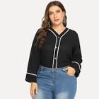 Romwe Plus Button Decoration Blouse