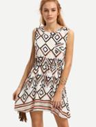 Romwe Multicolor Geometric Print Sleeveless Dress