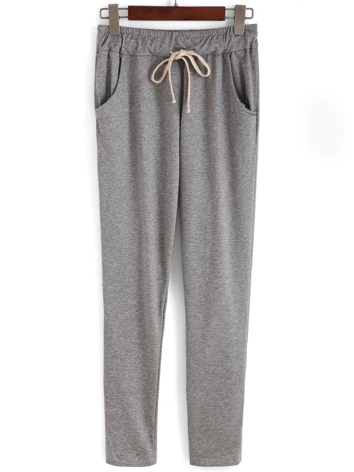 Romwe Drawstring Waist Pockets Sport Pant