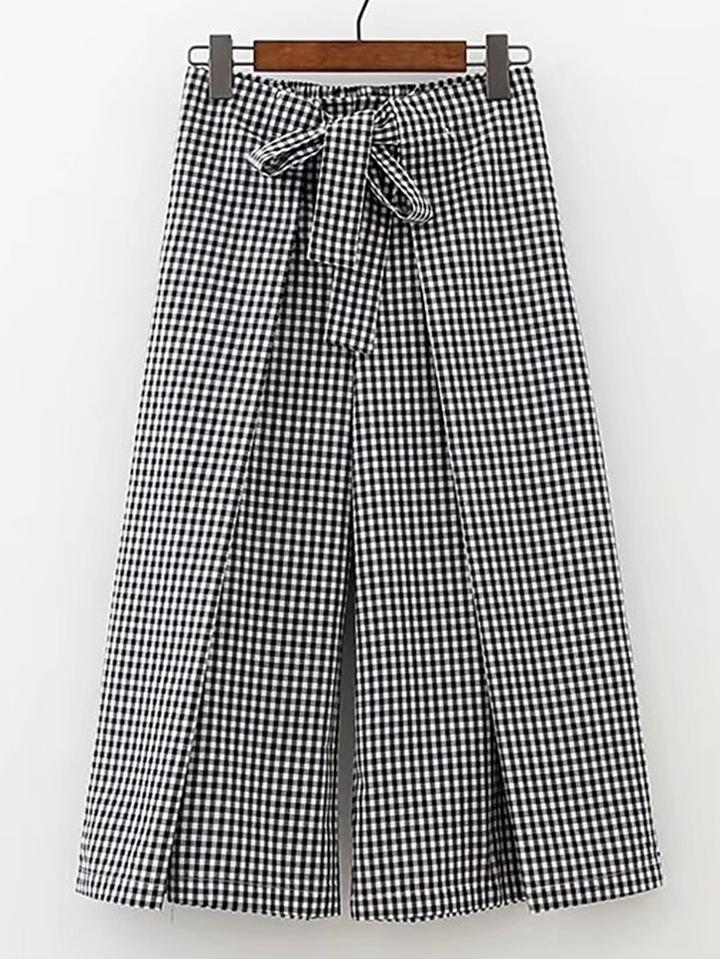 Romwe Checkered Wide Leg Pants