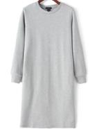 Romwe Long Sleeve Split Back Grey Sweatshirt Dress