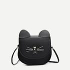 Romwe Cat Design Seam Detail Crossbody Bag
