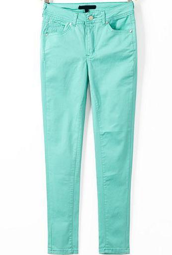 Romwe Elastic Pockets Slim Green Pant