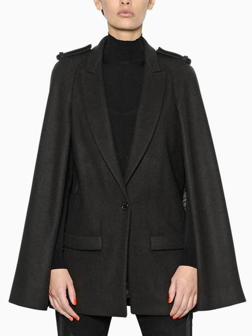 Romwe Women Black Shoulder Epaulette Suit Cape