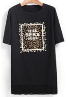 Romwe With Pearl Contrast Leopard T-shirt