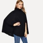 Romwe Turtle Neck Solid Cape Jumper