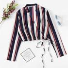 Romwe Color Block Striped Top