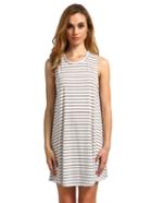 Romwe White Striped Sleeveless Dress