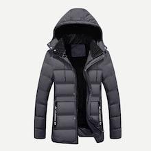 Romwe Men Ribbon Hooded Padded Coat