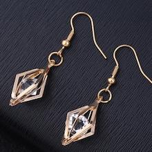 Romwe Hollow Design Drop Earrings With Rhinestone