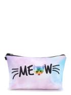 Romwe Pastel Ombre Cat Print Makeup Bag