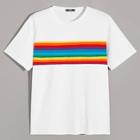 Romwe Guys Rainbow Stripe Print T-shirt