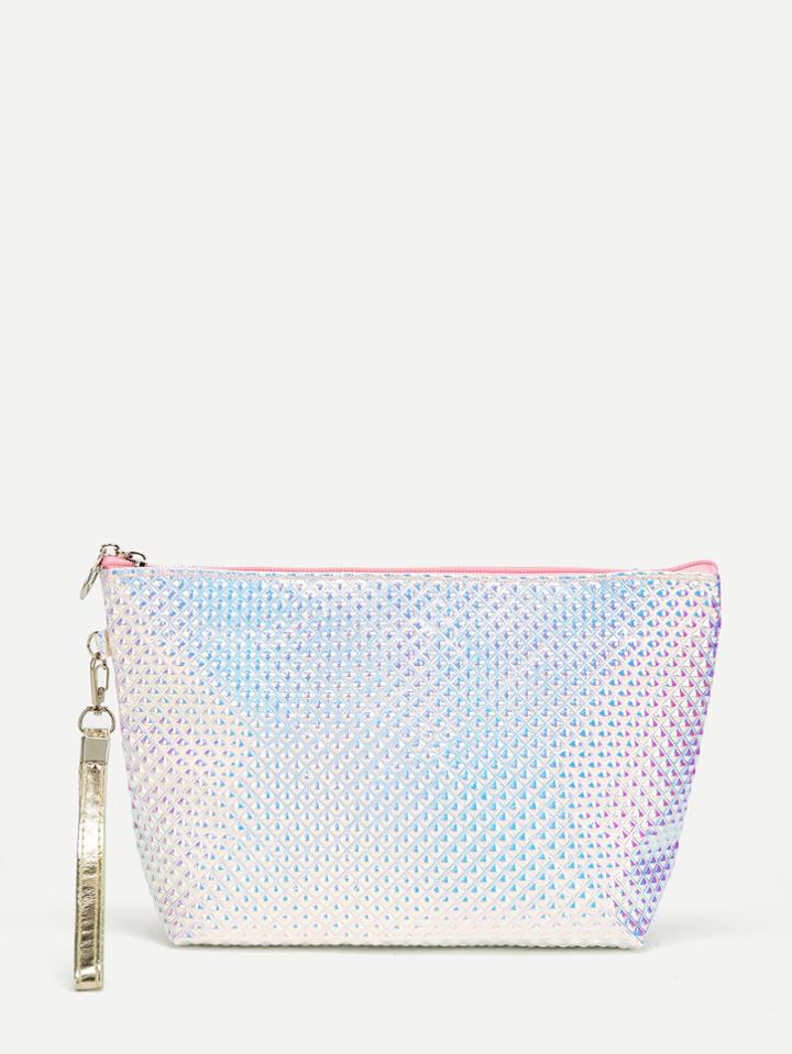 Romwe Iridescent Geometric Pattern Makeup Bag