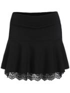 Romwe Lace Crochet Elastic Waist Skirt Shorts