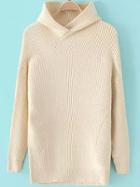 Romwe Turtleneck Asymmetrical Beige Sweater