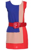 Romwe Tri-tone Color Sleeveless Dress