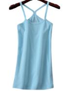 Romwe Spaghetti Strap Pale Blue Cami Top