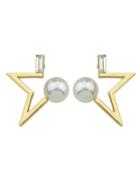 Romwe Gold Color Pearl Geometric Shape Stud Earrings