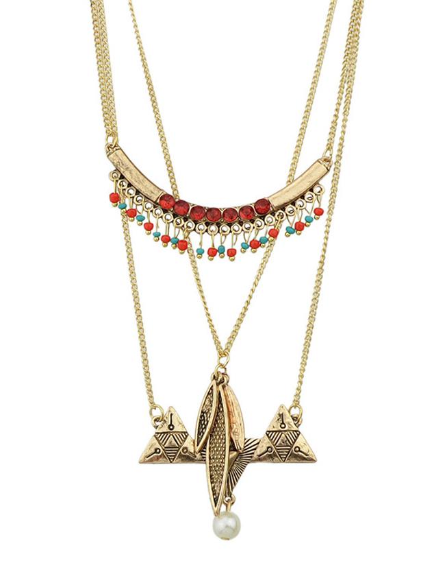 Romwe Multilayers Long Pendant Necklace