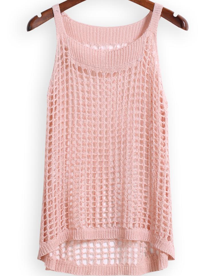 Romwe Strap Dip Hem Hollow Vest