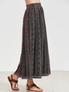 Romwe Multicolor Tribal Pattern Woven Jacquard Skirt