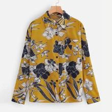 Romwe Plus Floral Print Single-breasted Blouse