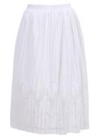 Romwe Elastic Waist With Lace Crochet White Skirt