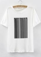 Romwe Barcode Print Black T-shirt