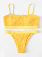 Romwe Adjustable Straps Ruched Bikini Set
