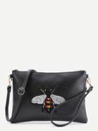 Romwe Bee Embroidery Patch Bag