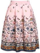Romwe Florals Elastic Waist A-line Skirt