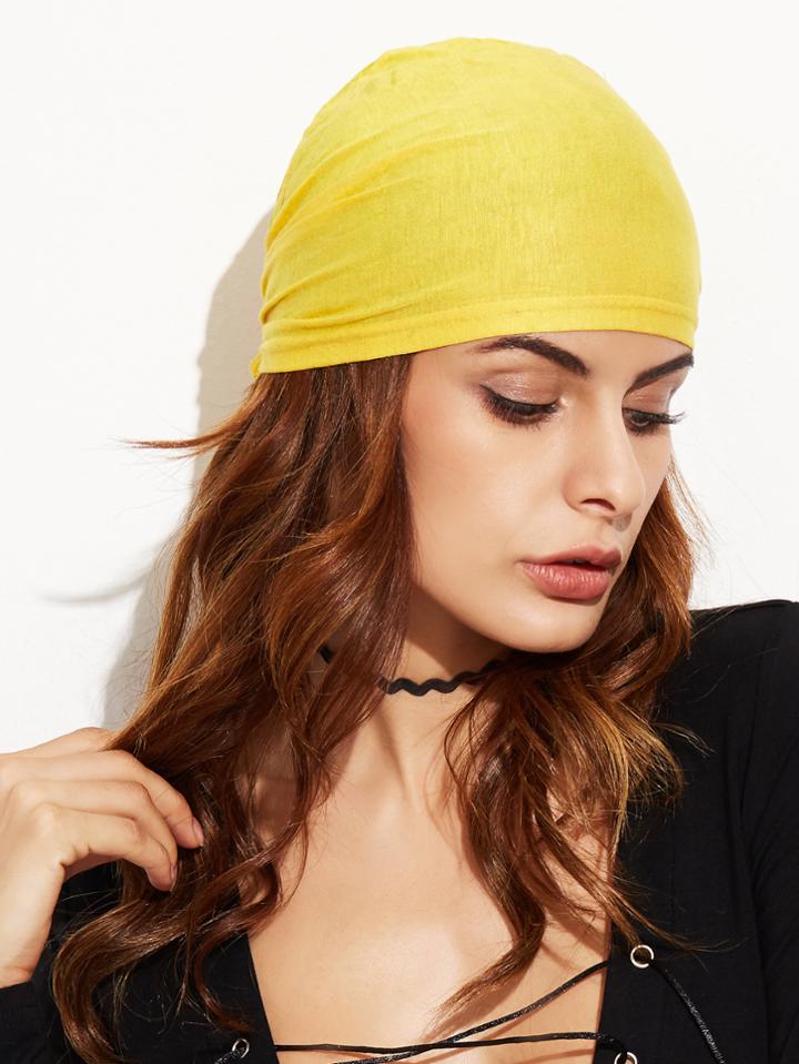 Romwe Yellow Underscarf Tie Back Hijab Cap