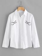 Romwe Hand Embroidered Shirt