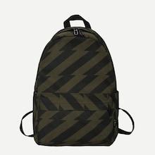 Romwe Guys Pocket Front Striped Backpack