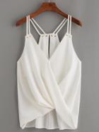 Romwe White Keyhole Racerback Draped Strappy Cami Top