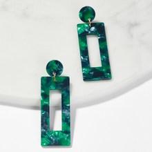 Romwe Marble Pattern Rectangle Drop Earrings