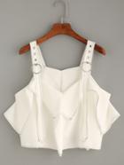 Romwe White Adjustable Strap Asymmetric Top