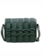 Romwe Faux Leather Braided Flap Bag - Green