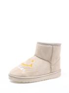 Romwe Embroidered Faux Fur Lined Snow Boots